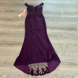 NWT JJ's House Womens Grape Mermaid Sweetheart Neck Sequins Tulle Dress Size‎ 4